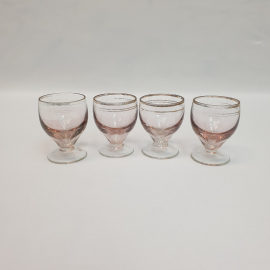 Набор из 4 рюмок, цветное стекло позолота 30 мл, винтаж СССР