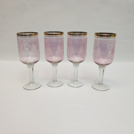 Набор из 4 бокалов, марганцевое стекло позолота 160 мл 15.5 см, винтаж СССР