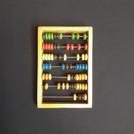 Счеты деревянные 20х14, цветные деревянные костяшки. Винтаж СССР.