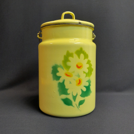 Бидон эмалированный с крышкой, деколь 3л сколы эмали,винтаж СССР