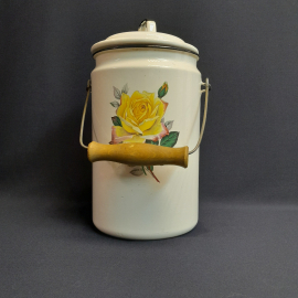 Бидон эмалированный с крышкой, деколь 3л ,винтаж СССР