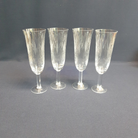 Набор 4 бокалов, стекло ручная резка 150 мл, высота 18 см, винтаж СССР