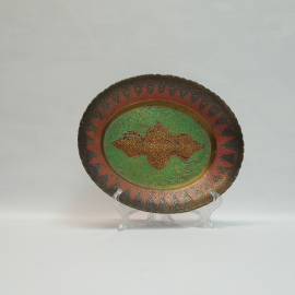 Конфетница овальной формы с растительным декором, латунь, холодные эмали, Индия, 1970–1990 гг..