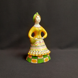 Дымковская игрушка Барыня ,глина роспись  высота 18 см,скол,СССР