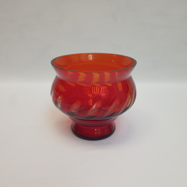 Ваза конфетница, цветное стекло резка высота 12 см, сколы, винтаж СССР