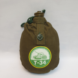 Металлическая фляга в чехле "История танка Т-34", 800 мл. Винтаж.