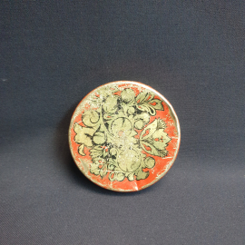 Жестяная банка 9 см, потертости. Винтаж, СССР.