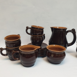 Кофейный сервиз на 6 персон, 15 предметов, керамика. Винтаж, СССР.