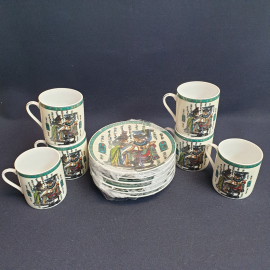 Кофейный сервиз на 6 персон "Alfa ceramics", фарфор, деколь. Китай.