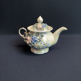 Чайник, керамика люстр лепнина 0.3 л, винтаж СССР