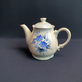 Чайник, керамика роспись 0.75 л скол, винтаж СССР