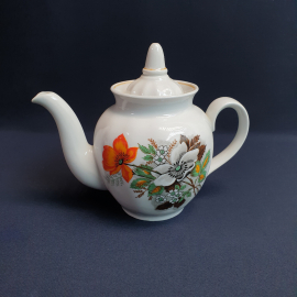 Чайник Дулево, фарфор деколь 0.65 л, винтаж Россия