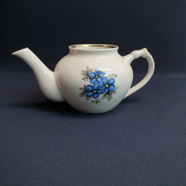 Чайник без крышки Дулево, фарфор деколь позолота 0.5 л, винтаж СССР