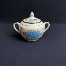 Сахарница Вербилки, фарфор деколь позолота 0.5 л, винтаж СССР