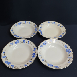 Набор суповых тарелок 4 шт, Пролетарий, фарфор, роспись, позолота. Винтаж, СССР.