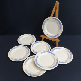 Набор десертных тарелок 15 см, 7 шт, ЗИК Конакова, фанс, деколь. Винтаж, СССР.