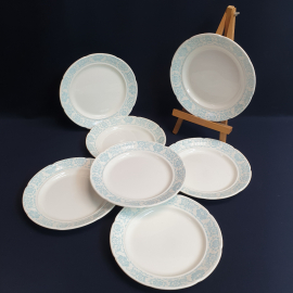 Набор тарелок пирожковых 7 шт, ЗИК Конакова, фаянс, деколь. Винтаж, СССР.