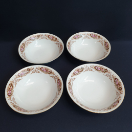 Набор пиалок 4 шт, фарфор, деколь, позолота, 300 мл. Китай.