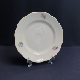 Десертная тарелка Коростень, фарфор деколь 205 мм, потертости, винтаж СССР