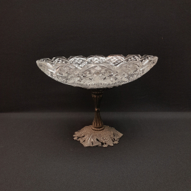 Ваза фруктовница Виноградная лоза Красный гигант, хрусталь высота 23 см, винтаж СССР.