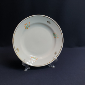 Десертная тарелка Палтава, фарфор деколь позолота 20 см, винтаж СССР