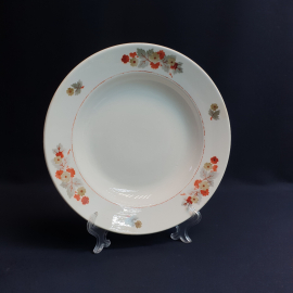 Суповая тарелка Конаково, фаянс деколь 22 см, винтаж СССР