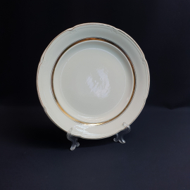 Столовая тарелка Конаково, фаянс позолота 24 см, винтаж СССР