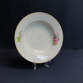 Суповая тарелка Дулево, фарфор деколь 235 мм, винтаж СССР