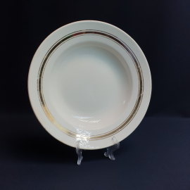 Суповая тарелка Буди, фаянс позолота 245 мм, винтаж СССР