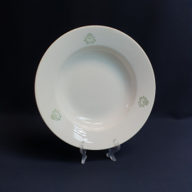 Суповая тарелка Буди, фаянс деколь 245 мм, винтаж СССР