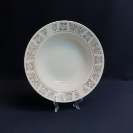 Суповая тарелка Конаково, фаянс деколь 24 см, винтаж СССР