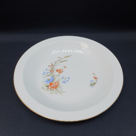 Блюдо круглое 31.5 см, фарфор, деколь, позолота. ГДР.