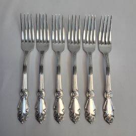 Набор столовых вилок "Серебряная роза" 6 шт, МНЦ. Винтаж, СССР.