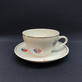 Винтажная чайная пара, Тернополь, фарфор, деколь, позолота, СССР.