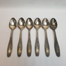 Набор чайных ложек 6 шт, МНЦ, мельхиор. Винтаж, СССР.