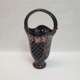 Настенное кашпо 31 см, Орловская керамика, налепы. Винтаж, СССР.