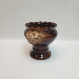 Ваза декоративная для хранения мелочей 16 см, керамика, лепнина. Винтаж, СССР.