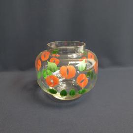 Крюшонница без крышки, стекло, роспись, 1 литр. Винтаж, СССР.