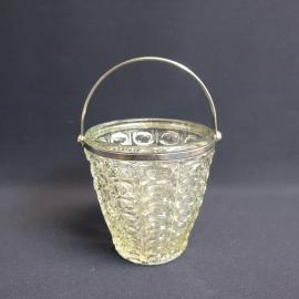 Ваза - конфетница, рельефное стекло, металл, 500 мл. Винтаж, СССР.