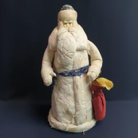 Дед Мороз 47 см ватный, есть утраты. Винтаж, СССР.