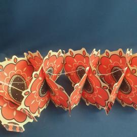 Советская новогодняя бумажная гирлянда "Самовар", следы времени. Винтаж.