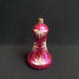 Елочная игрушка "Колокольчик" 8х16 см, стекло, роспись. Винтаж, СССР.