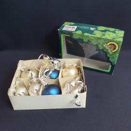 Набор елочных игрушек 8 шт, стекло.  произведено в 2000 х.Винтаж, Россия.