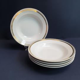 Набор из 5 суповых тарелок Пролетарий, фарфор позолота 23 см, винтаж СССР