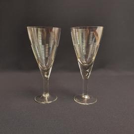 Набор из 2  бокалов, резное сткло 150 мл высота 16 см, винтаж СССР