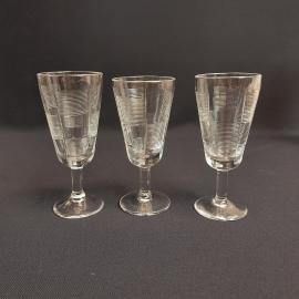 Набор из 3 бокалов , стекло 100 мл высота 13 см, винтаж СССР