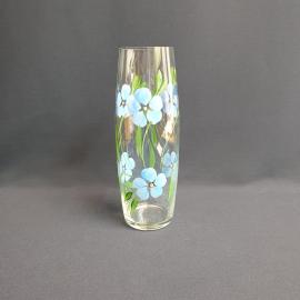 Ваза для цветов 25 см, стекло, роспись, есть скол. Винтаж.