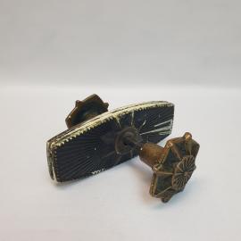 Ручка дверная медная, дефект мазки краски. Винтаж, СССР.