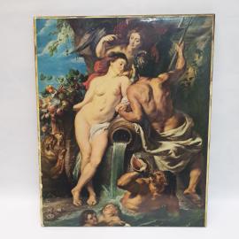 Картина "Союз Земли и воды" 47.5х38.5 см, есть трещины пластика, сост. см фото. Винтаж, СССР.