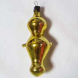 Ёлочная игрушка СССР, стекло, золотая фигурка самовар полульдинка. Рождественский декор, винтажная